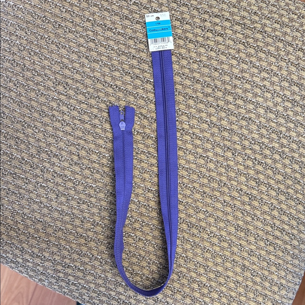 Vintage 1990s All-Purpose Polyester Zipper Deep Purple 20 inch Long
